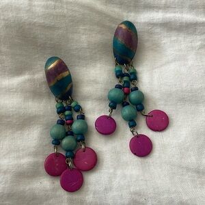 VINTAGE- wood bead earrings